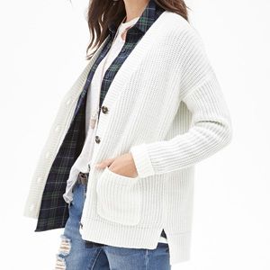 Forever 21 Fall White Knit Cardigan with Buttons