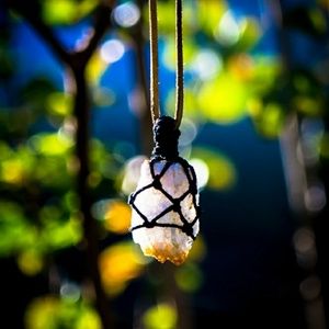Citrine Crystal Handmade Macrame Necklace