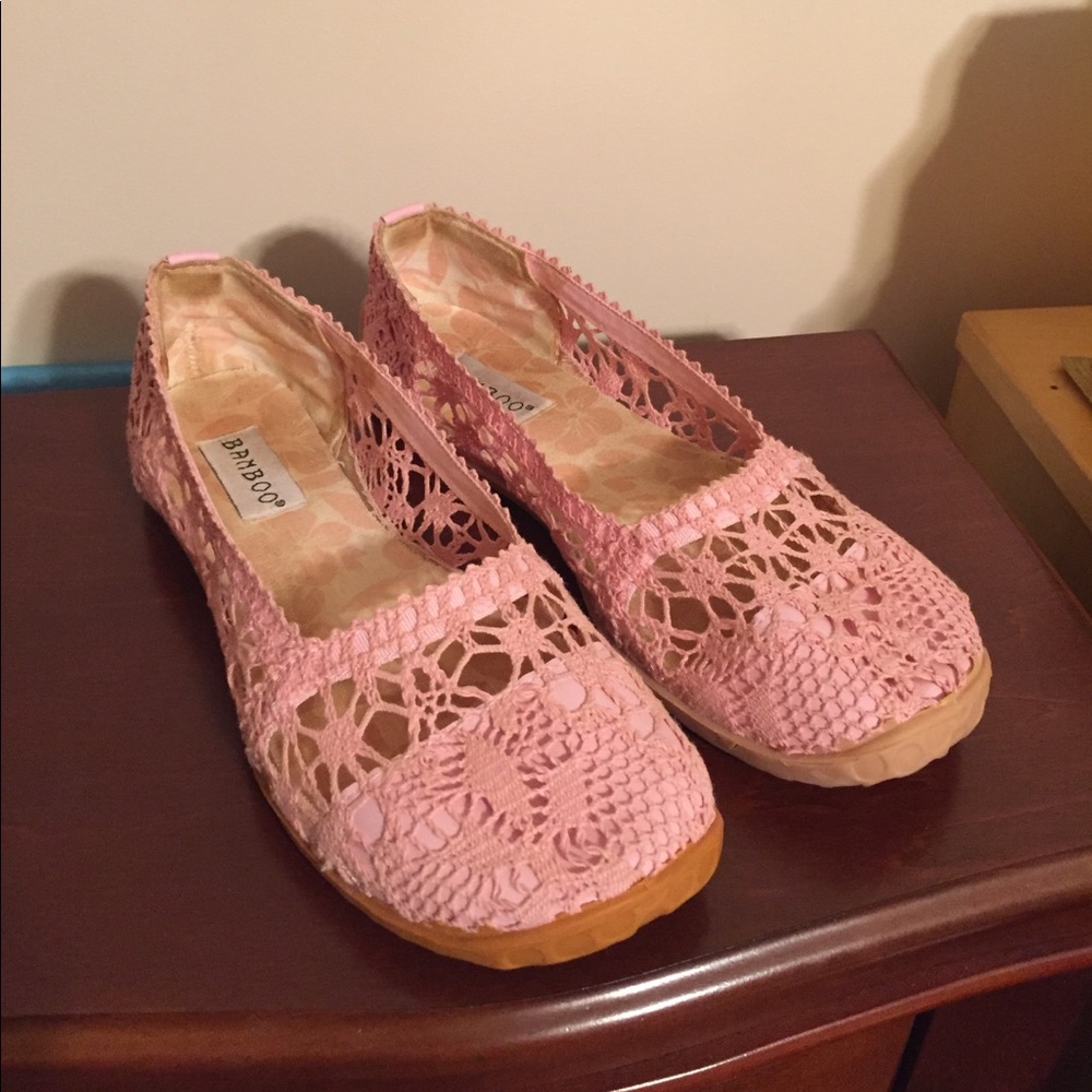 Cute Pink Crochet Flats