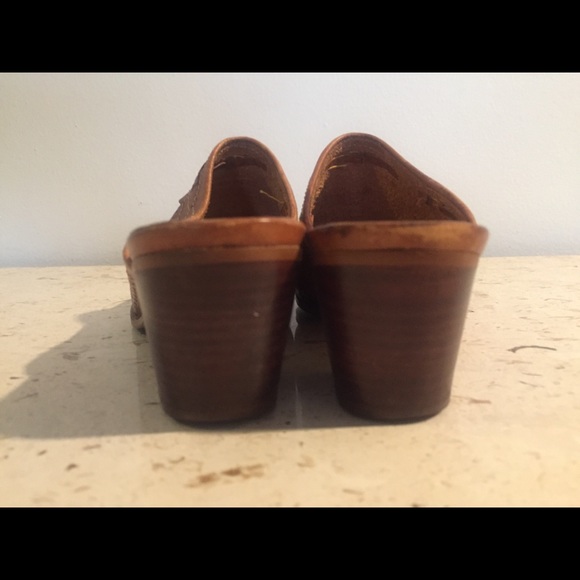 SOLD Vintage 80s Western Leather Clogs Mules Shoes - Picture 5 of 6