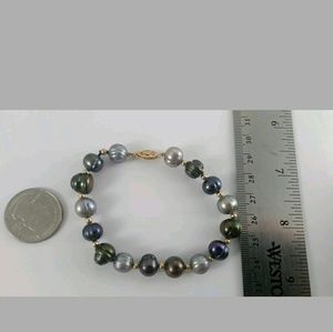 Baroque Tahitian Pearl and 14k Gold Bead Bracelet