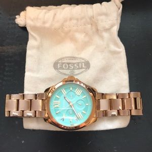 FOSSIL rose gold turquoise face