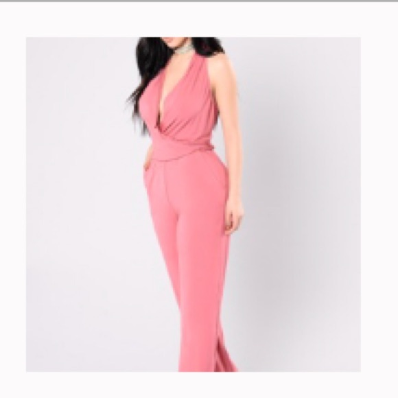 salmon pink jumpsuit