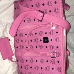 Authentic MCM PINK DUFFLE TRAVEL BAG