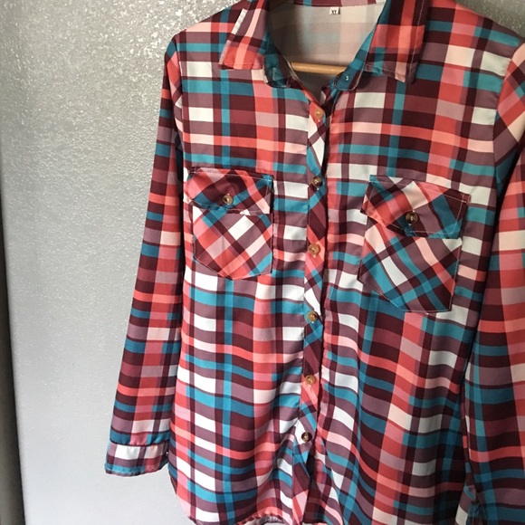 🔥SALE Sunset Plaid Button-down Shirt - Picture 3 of 5