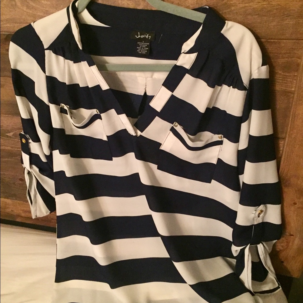 Navy striped blouse