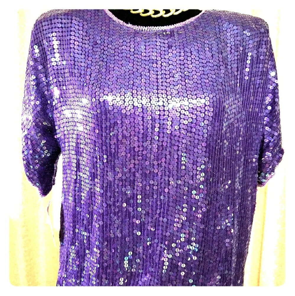 Purple Sequin and Silk Blouse