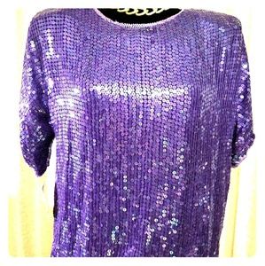 Purple Sequin and Silk Blouse