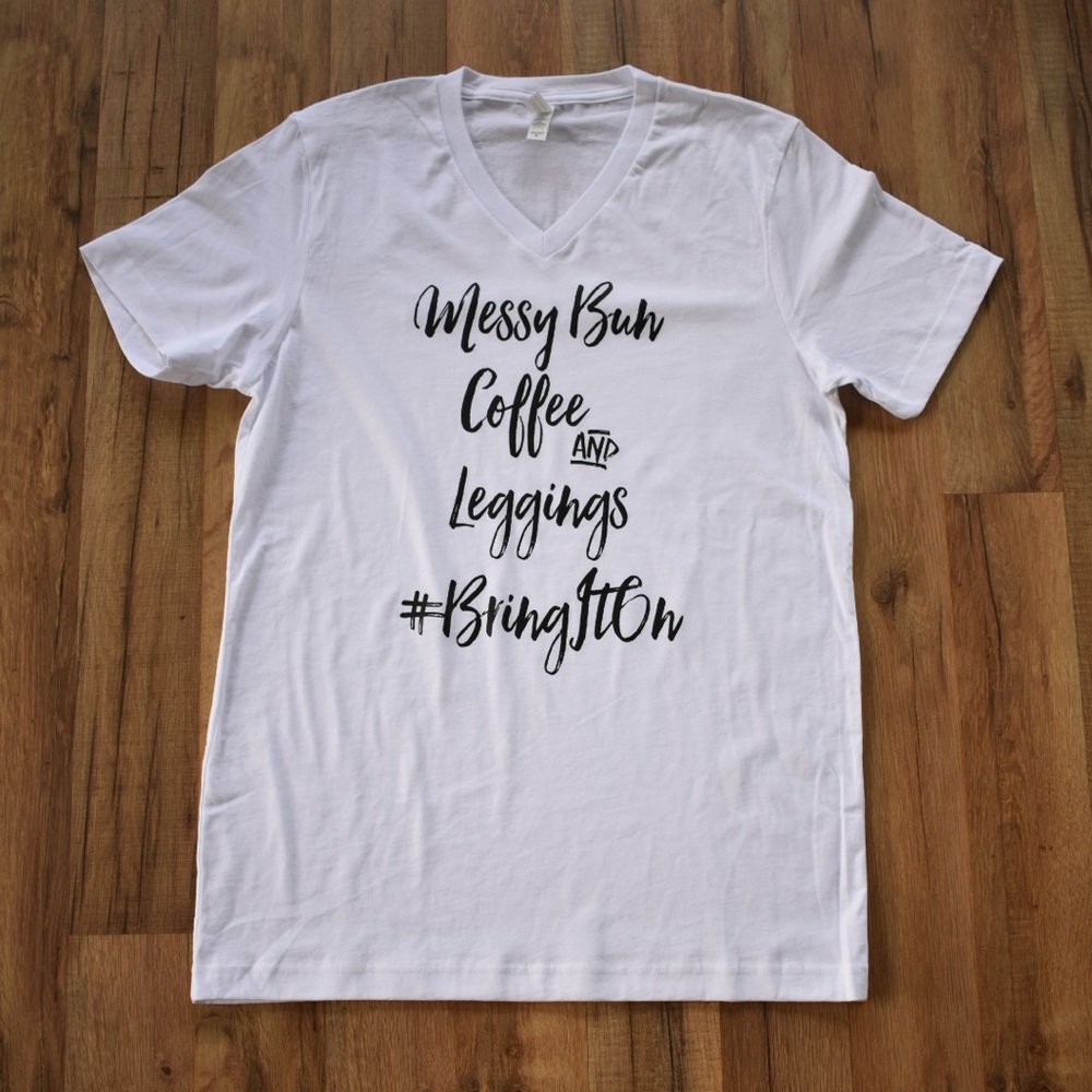 ***LAST 1***Messy bun coffee & leggings tee