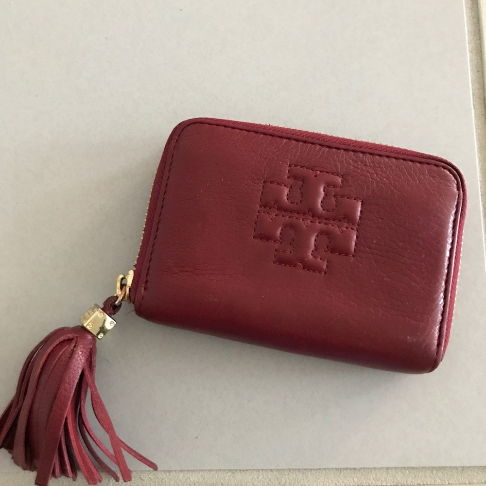 Tory Burch zip wallet with key hole and tassel
