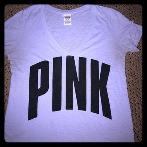 VS PINK V neck logo tee size M
