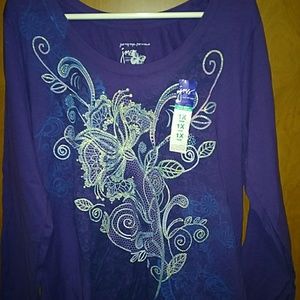 Just my size 1X or 16w purple flower design