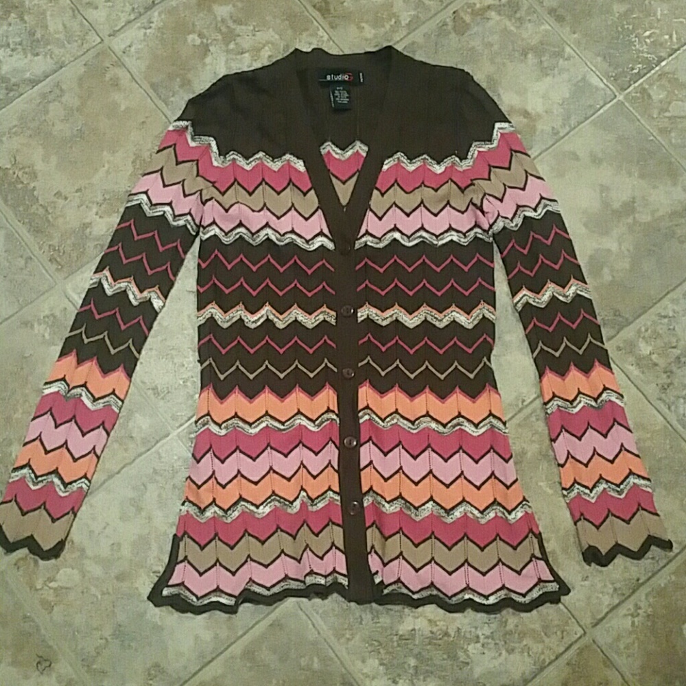 "Studio G Brown/ Pink Sweater"  NEW!!##