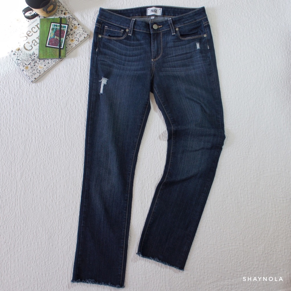 Paige Skyline Straight Frayed Bottom Jeans