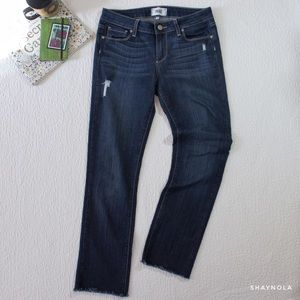 Paige Skyline Straight Frayed Bottom Jeans