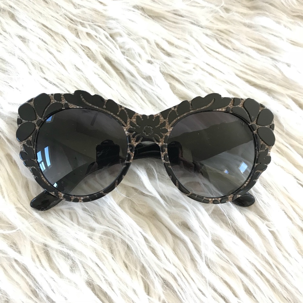 DOLCE & GABBANA textured round sunglasses dg4267