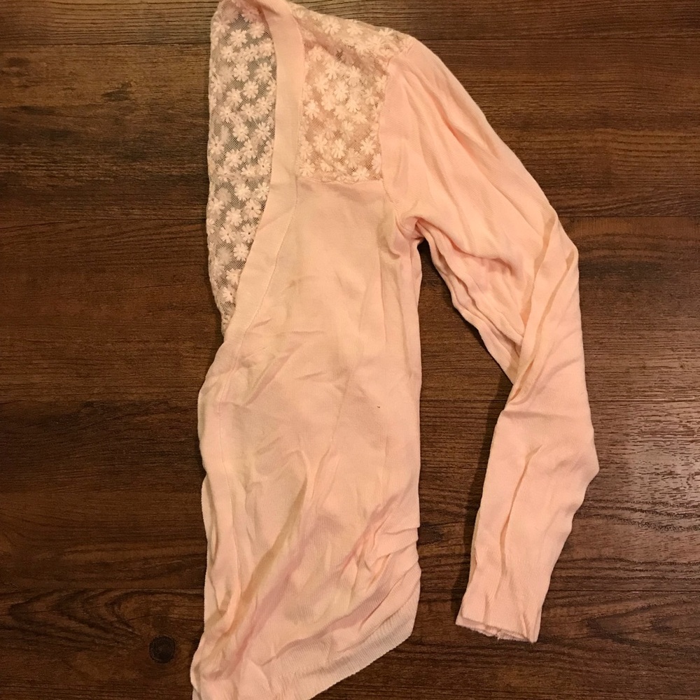 Blush Cardigan with Embroidered See-through Back