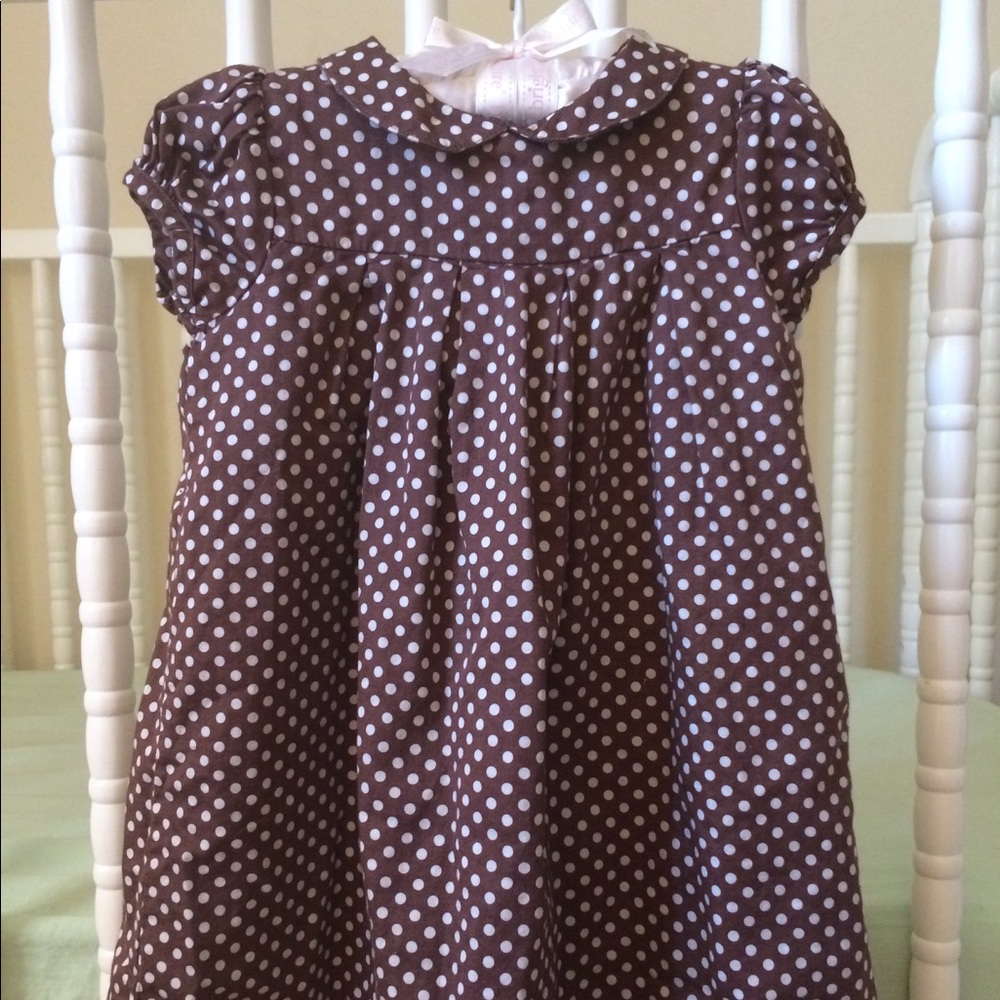 Caters Brown Dress with White Polka Dots-18 months