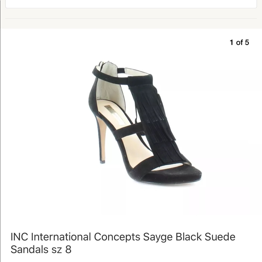 INC “Sayge” Blk Suede Sandals sz 8
