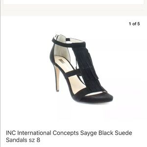 INC “Sayge” Blk Suede Sandals sz 8