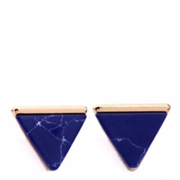 NWT Marble Navy Blue & Gold Earrings Stud Earrings - Picture 3 of 5