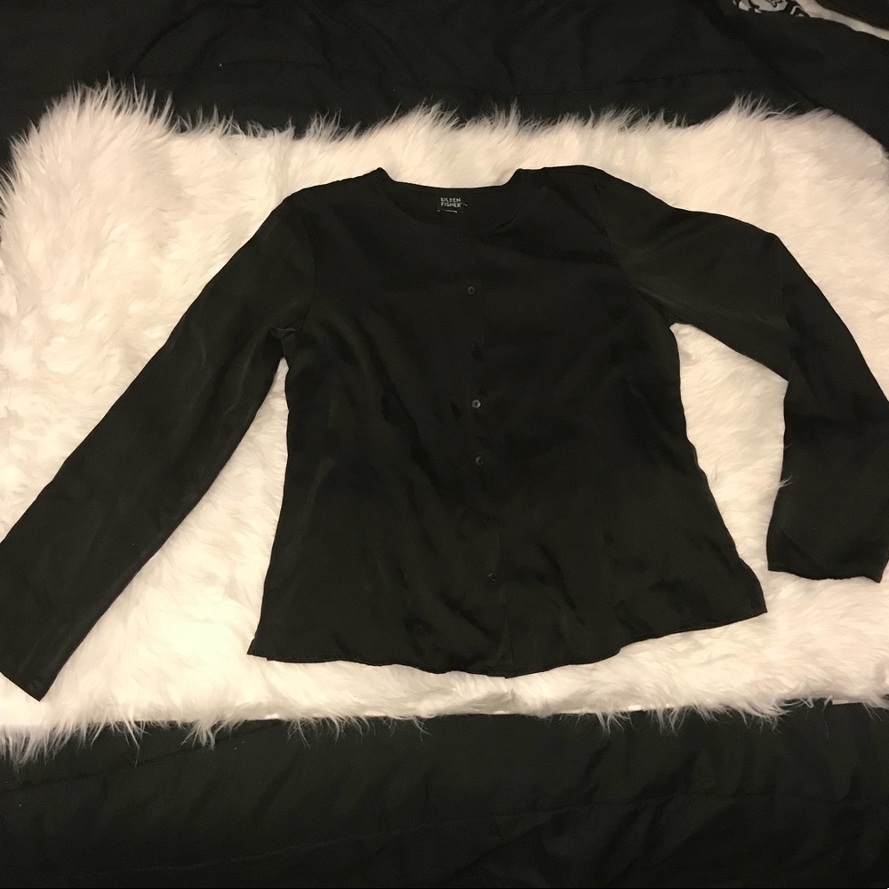 Eileen fisher silk black button up