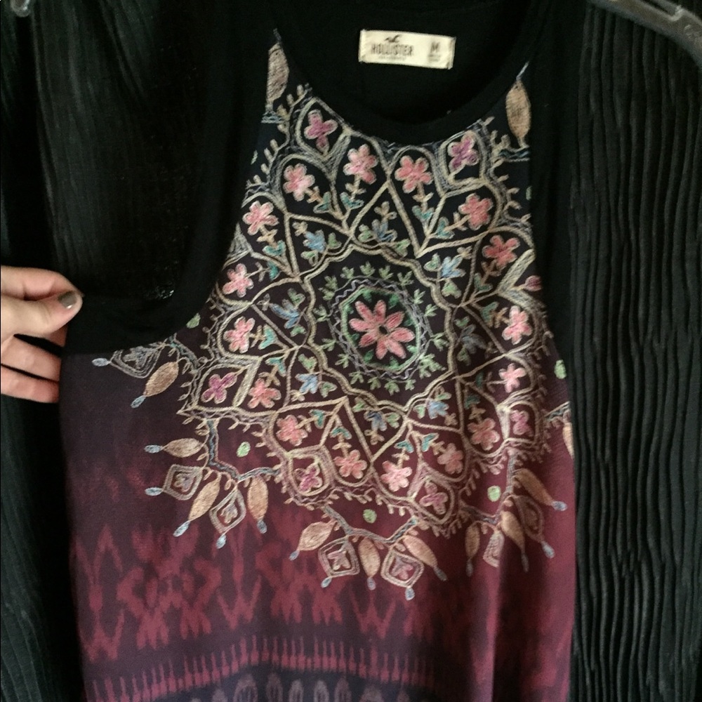M Hollister printed high neck tee, NEVER WORN