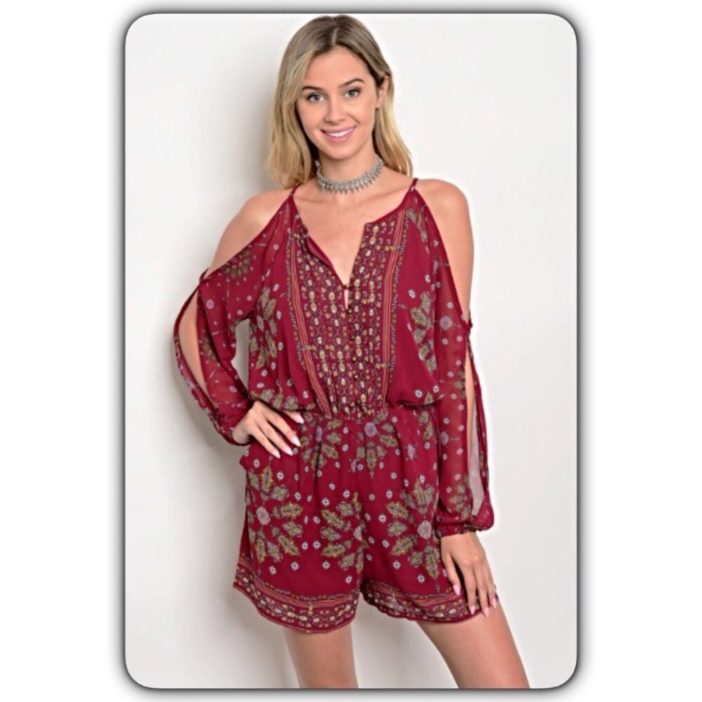 Bohemian Stunning Cut Out Sleeve Romper Small - Picture 6 of 6