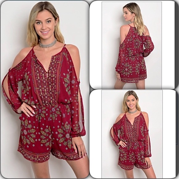 Bohemian Stunning Cut Out Sleeve Romper Small - Picture 2 of 6