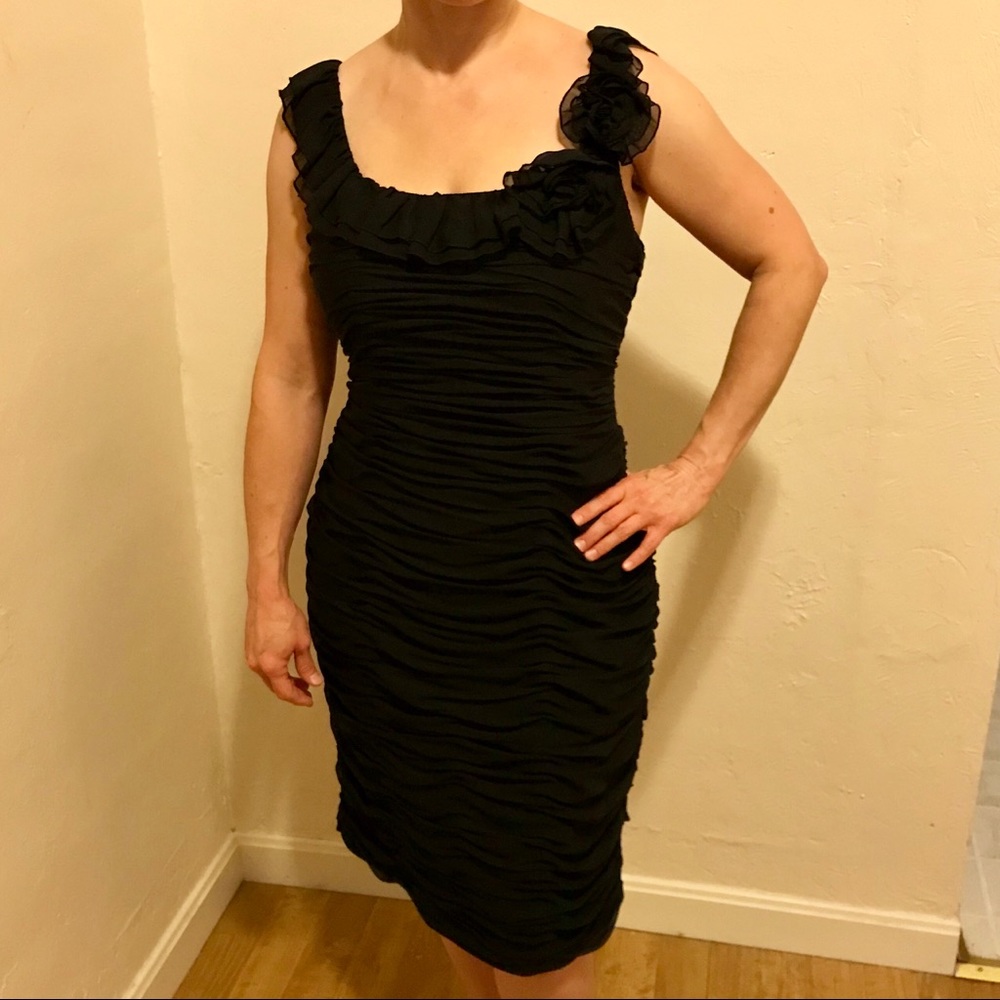 Liliana Black Ruched Little Black Dress