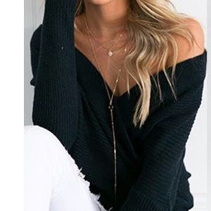 V neck loose pullover sweater