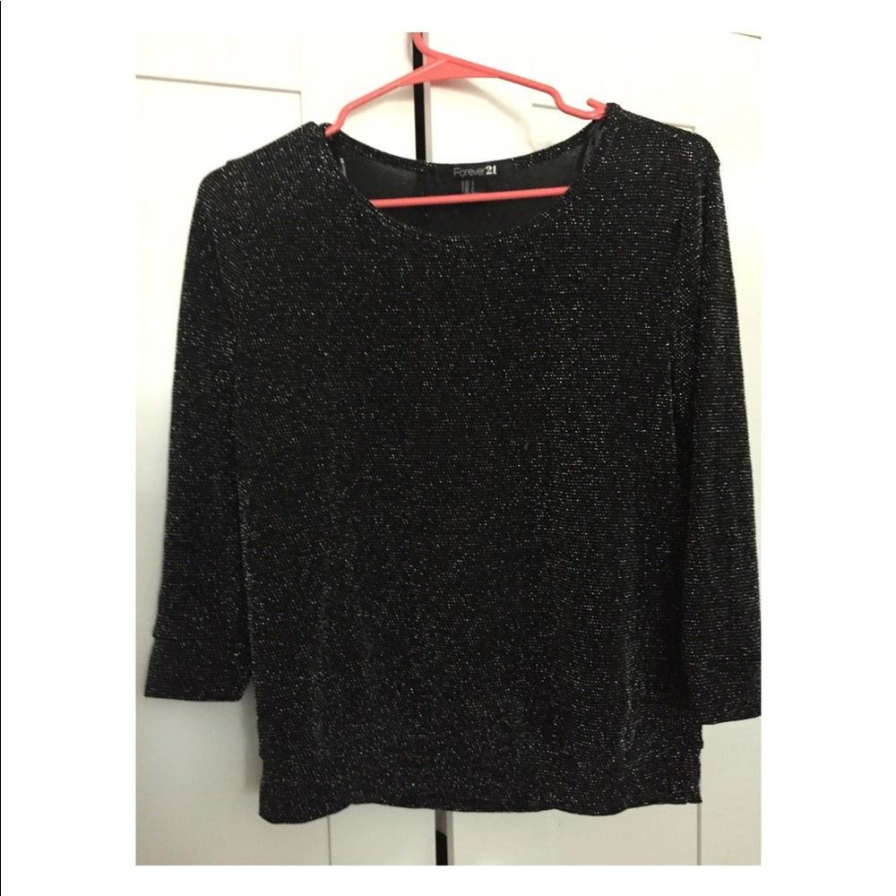 F21 Black Shimmery Top