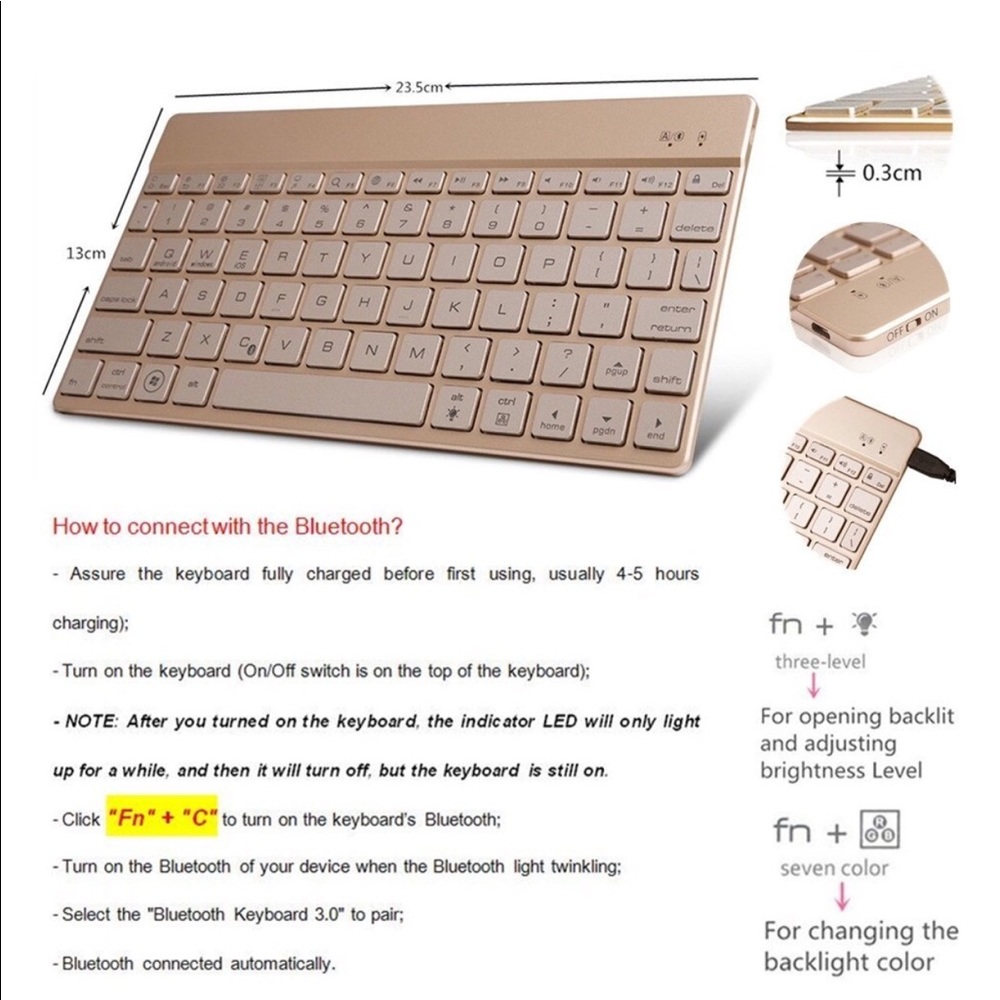 Apple I-pad 4, 3 & 2 cover with Keyboard - Picture 5 of 8