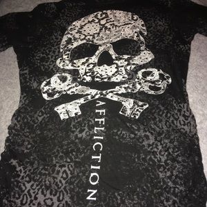 Affliction Skull T-shirt Black Buckle Medium
