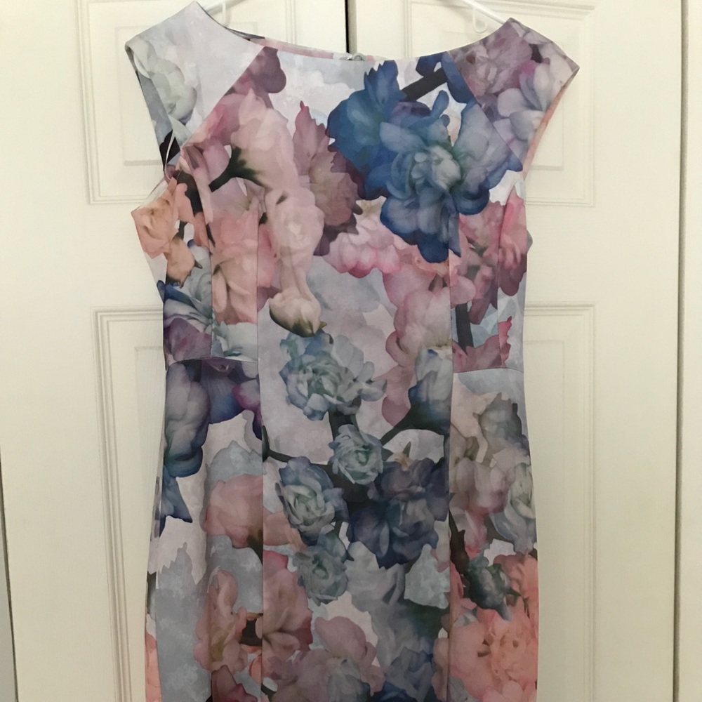 Knee length boat neck floral dress