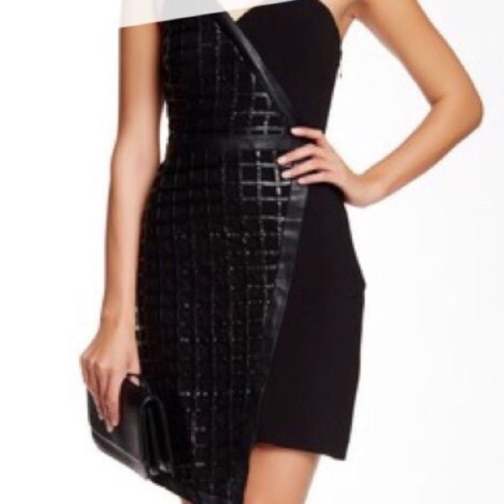 Lumiér by Bariano Bustier Dress, Faux Leather Trim