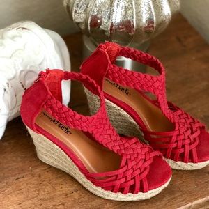 Charming Charlie red cork wedge