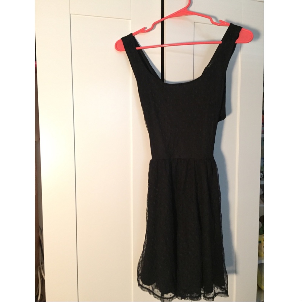 F21 Black Lace Polkadot Dress