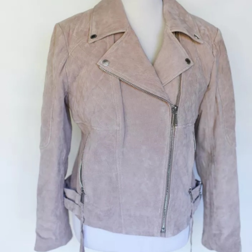 BCBGeneration Size L Pink Leather Moto Jacket