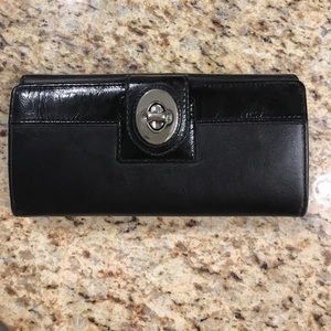 Coach Black Leather Turnlock Wallet