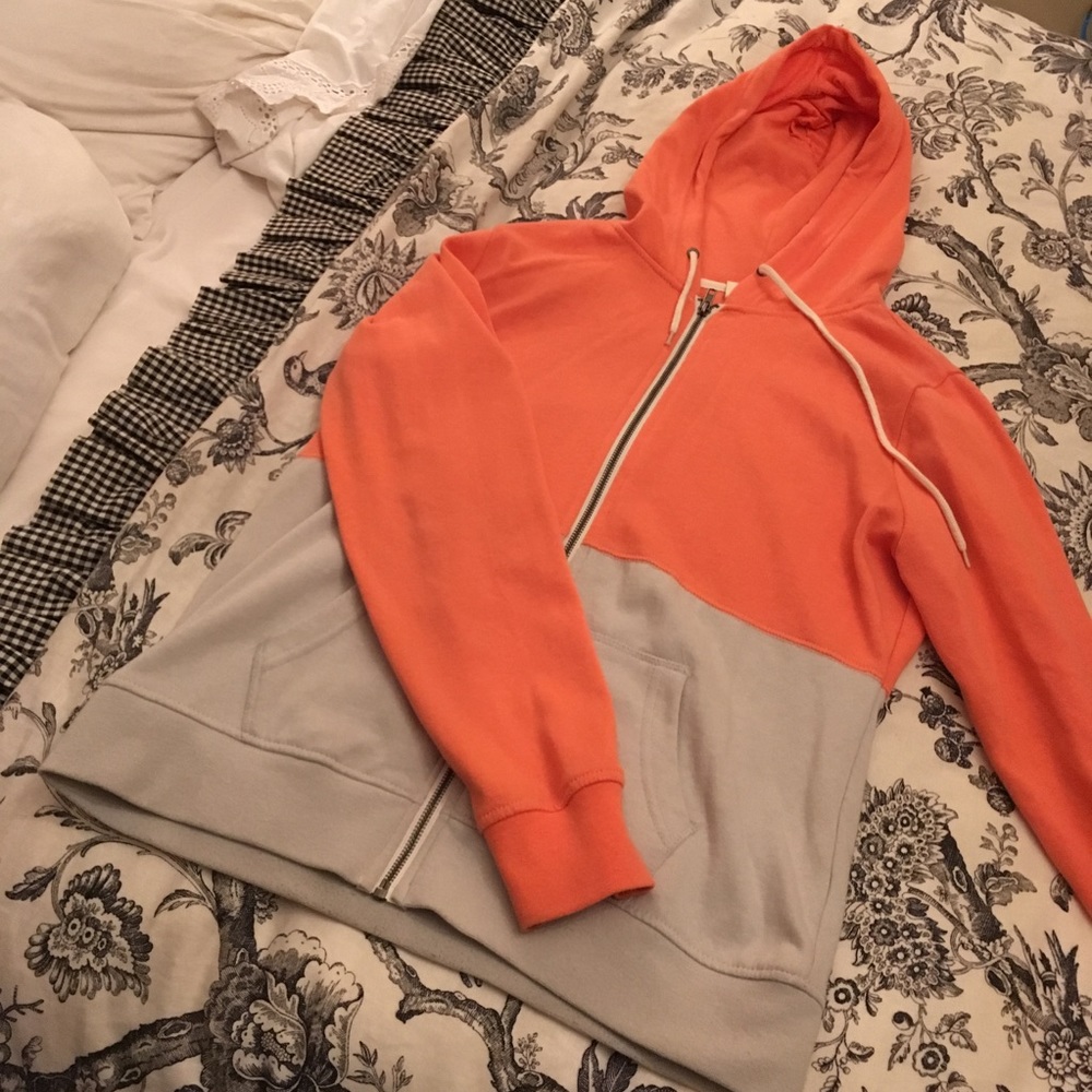 Orange/salmon And Grey Hoodie