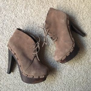 Taupe platform booties