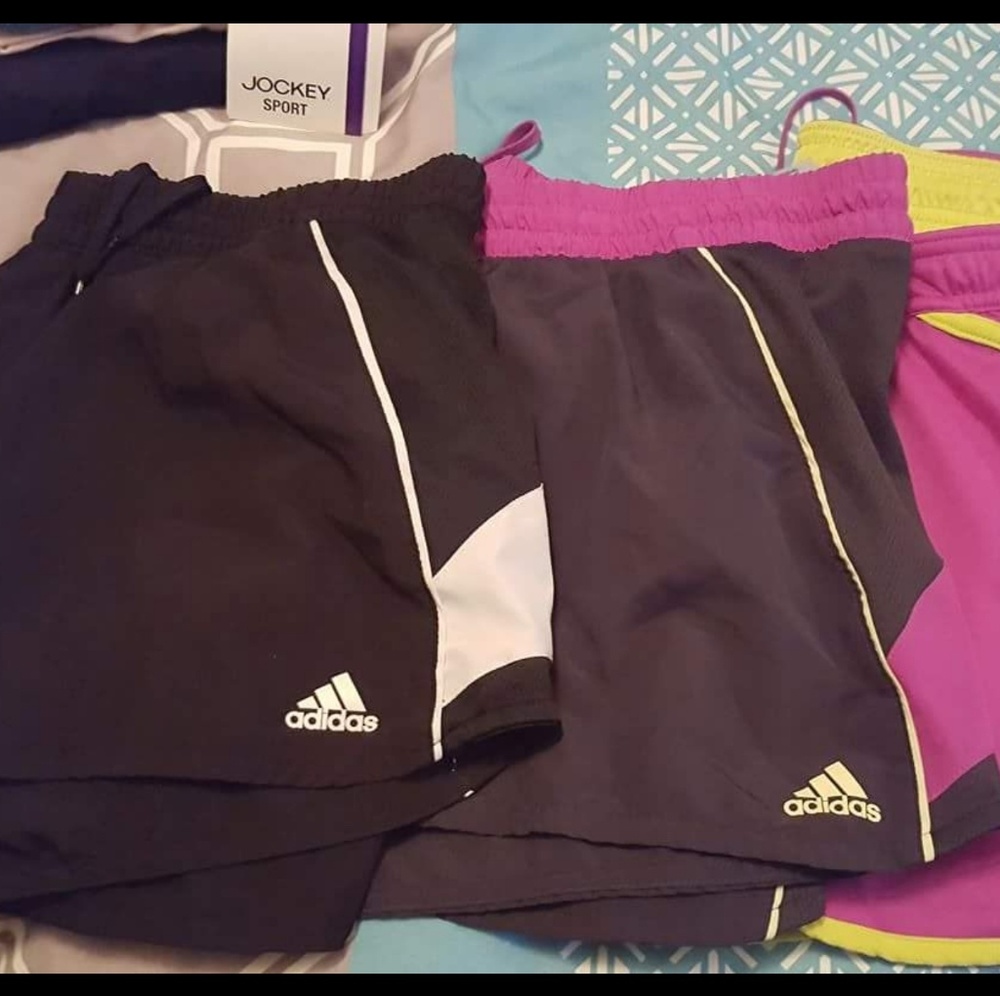 Three adidas womens workout shorts large