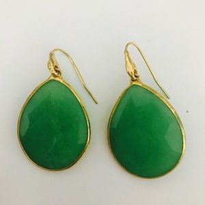 Stella & Dot green onyx teardrop earrings