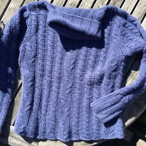 Blue wool cableknit sweater Sundance Catalog