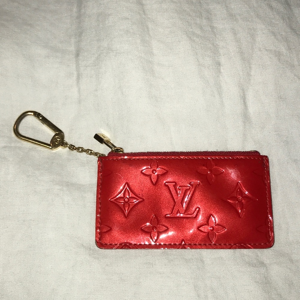 Red Louis Vuitton key chain wallet