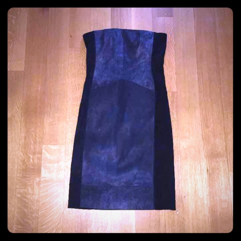 Strapless suede dress