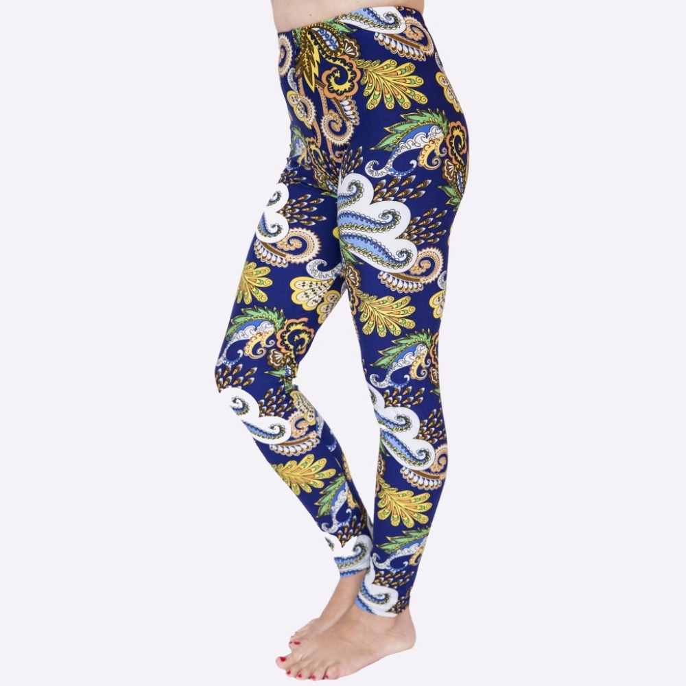 BLUE & GOLD PRINT LEGGINS