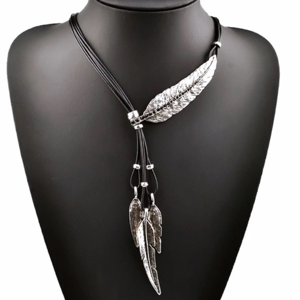 New Feather Pendant Statement Necklace Urban Leaf