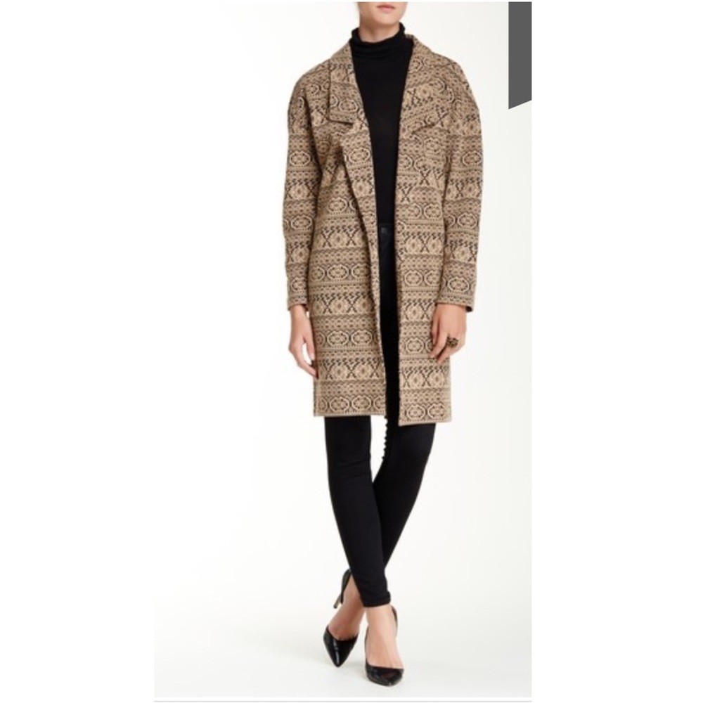 Melrose and market jacquard shawl collar sweater